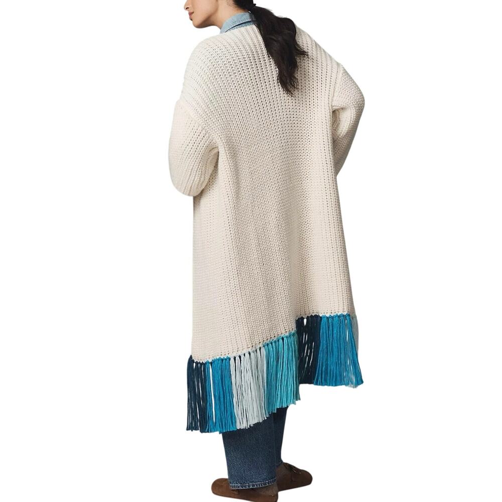 Anthropologie Long Fringe Duster Kimono Cardigan One Size New w/o Tag MSRP $198